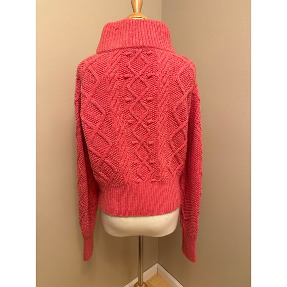 HELLESSY New York 100% Merino Wool Pink Turtleneck Sweater Button Sleeve Sz XS - Picture 4 of 6